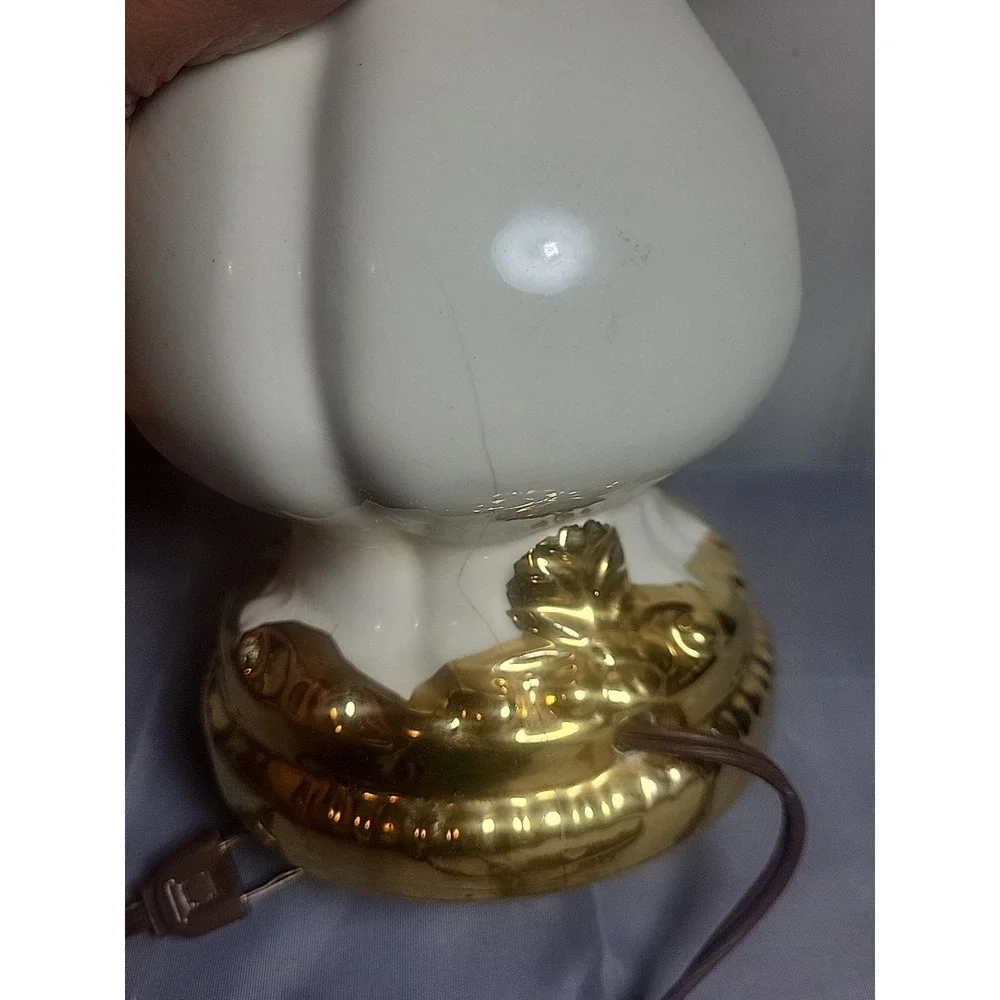 Vintage 23 Inch Ceramic‎ Table Lamp Pink Rose Floral Gold Gilt Urn Style